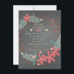 Christelijke kerstkaartje voor Roustisch Chalkboar Feestdagenkaart<br><div class="desc">Roze en blauwgroen blauw kerstkaartje met Christelijke krijt. Dit land is Christelijke kerstkaartje met Kerstmis en is eenvoudig aan te passen met uw gegevens.</div>