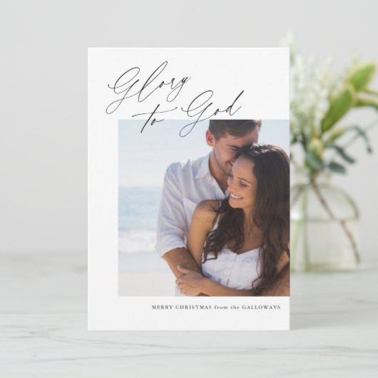 Christelijke kerstkalligrafie-fotokaart kaart (Staand voorkant)