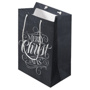 Christelijke kerstkalligrafie medium cadeauzakje