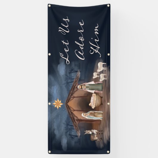 Christelijke kerstkerk spandoek (Verticaal)