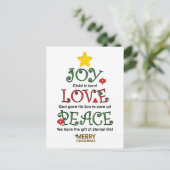 Christelijke kerstliefde en vrede feestdagenkaart (Staand voorkant)
