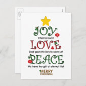 Christelijke kerstliefde en vrede feestdagenkaart (Voorkant / Achterkant)