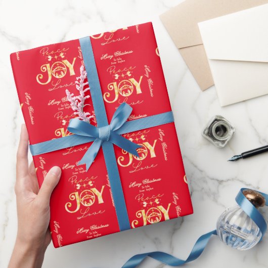 Christelijke Kerstmis Geboorte Goud R Vrede Vreugd Cadeaupapier (Geschenken)
