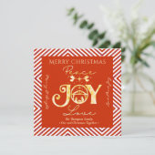 Christelijke Kerstmis Geboorte Goud R Vrede Vreugd Feestdagenkaart (Staand voorkant)