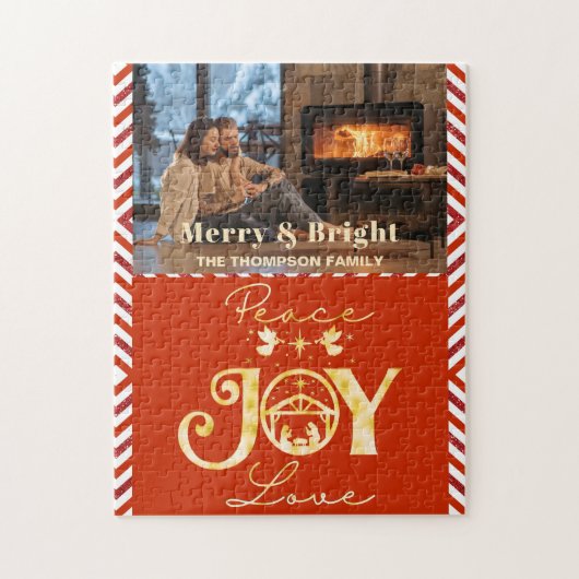 Christelijke Kerstmis Geboorte Goud R Vrede Vreugd Legpuzzel (Verticaal)