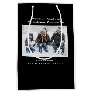 Christelijke kerstmis met foto-nativiteit Bijbel V Medium Cadeauzakje