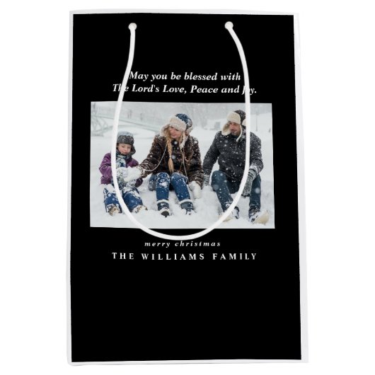 Christelijke kerstmis met foto-nativiteit Bijbel V Medium Cadeauzakje (Voorkant)