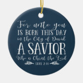 Christelijke Kerstmis Typografie Blauw Vakantie Fo Keramisch Ornament (Voorkant)