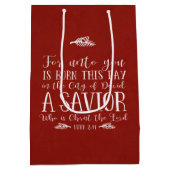 Christelijke Kerstmis Verse Typografie Vakantie Medium Cadeauzakje (Achterkant)