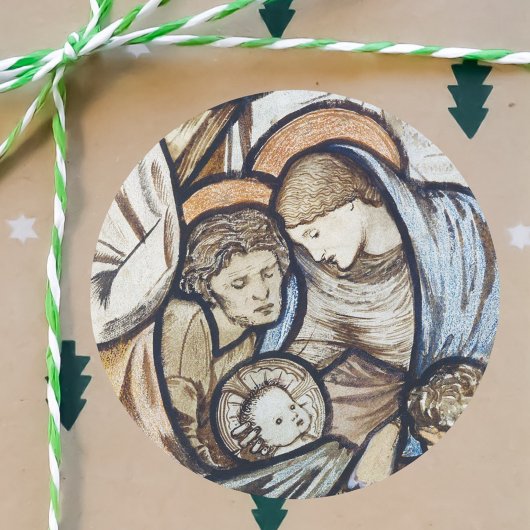  Christelijke Kerstmisscène Manager Ronde Sticker