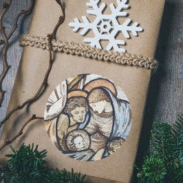 Christelijke Kerstmisscène Manager Ronde Sticker