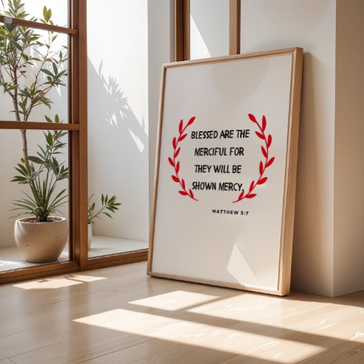 Christelijke kerstmuurkunst Matteüs 5:7 Poster