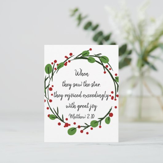 Christelijke kerstscripts briefkaart (Staand voorkant)