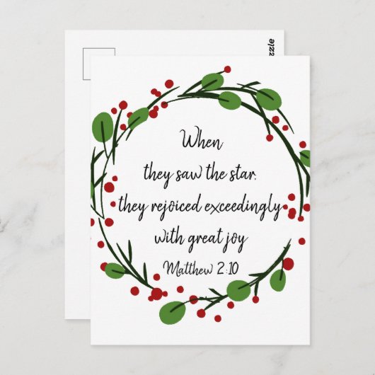 Christelijke kerstscripts briefkaart (Voorkant / Achterkant)