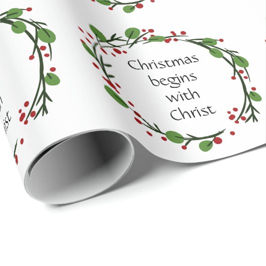 Christelijke kerstscripts cadeaupapier (Rol Hoek)