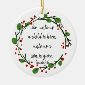 Christelijke kerstscripts Inspirerend versie Keramisch Ornament (Voorkant)