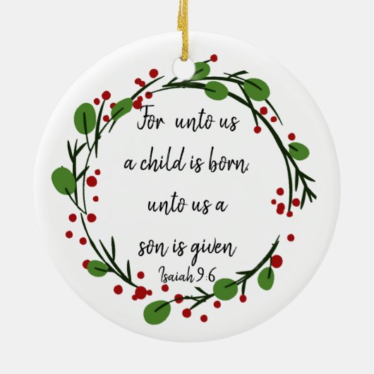 Christelijke kerstscripts Inspirerend versie Keramisch Ornament (Achterkant)