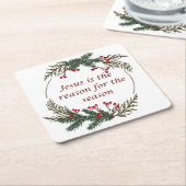 Christelijke kerstscripts kartonnen onderzetters (Schuin)