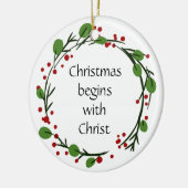 Christelijke kerstscripts keramisch ornament (Links)