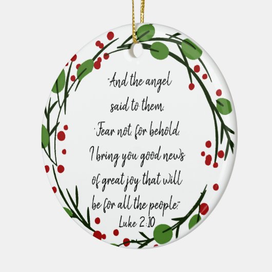 Christelijke kerstscripts keramisch ornament (Links)