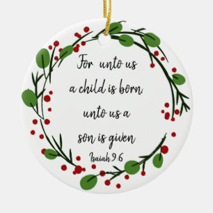 Christelijke kerstscripts keramisch ornament