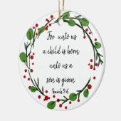 Christelijke kerstscripts keramisch ornament (Links)
