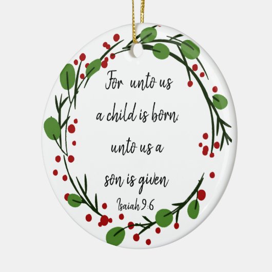 Christelijke kerstscripts keramisch ornament (Links)