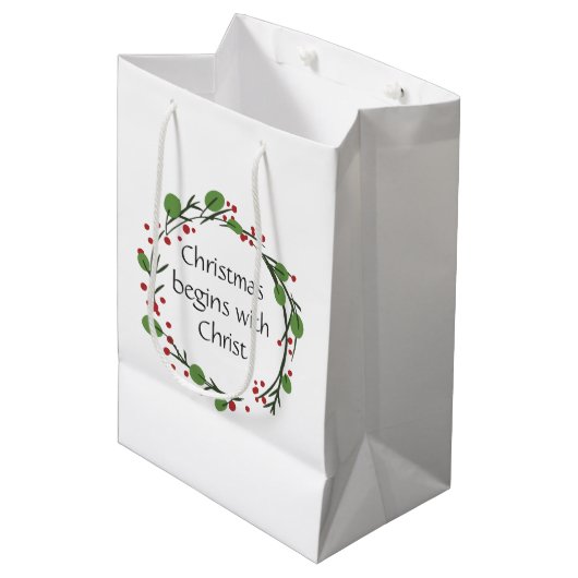 Christelijke kerstscripts medium cadeauzakje (Voorkant Gekanteld)