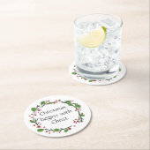 Christelijke kerstscripts ronde kartonnen onderzetter (Insitu)