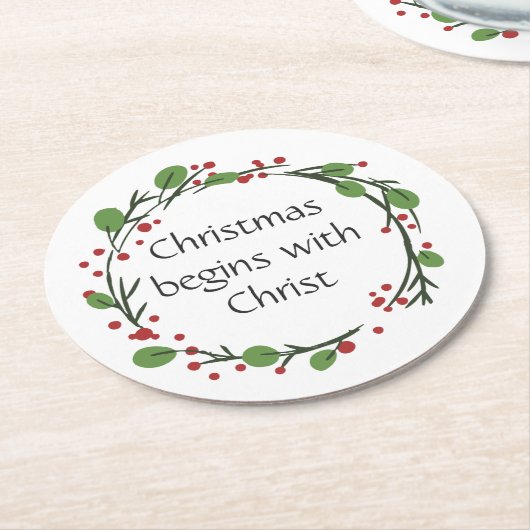 Christelijke kerstscripts ronde kartonnen onderzetter (Gebogen)