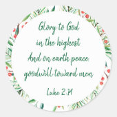 Christelijke kerstscripts ronde sticker (Voorkant)