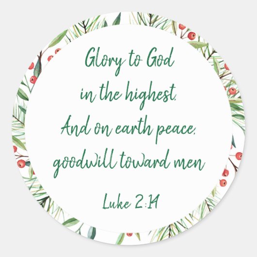 Christelijke kerstscripts ronde sticker (Voorkant)