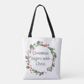 Christelijke kerstscripts tote bag (Achterkant)