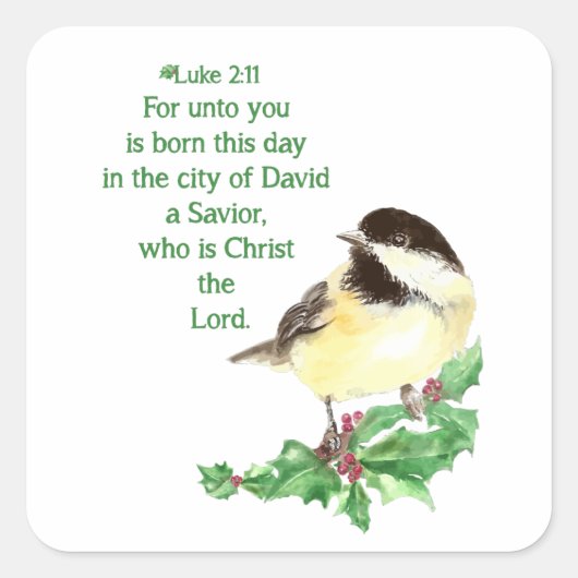 Christelijke kerstscripts vierkante sticker (Voorkant)