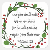 Christelijke kerstscripts vierkante sticker (Voorkant)