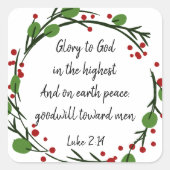 Christelijke kerstscripts vierkante sticker (Voorkant)