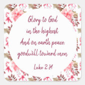 Christelijke kerstscripts vierkante sticker (Voorkant)