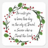 Christelijke kerstscripts vierkante sticker (Voorkant)