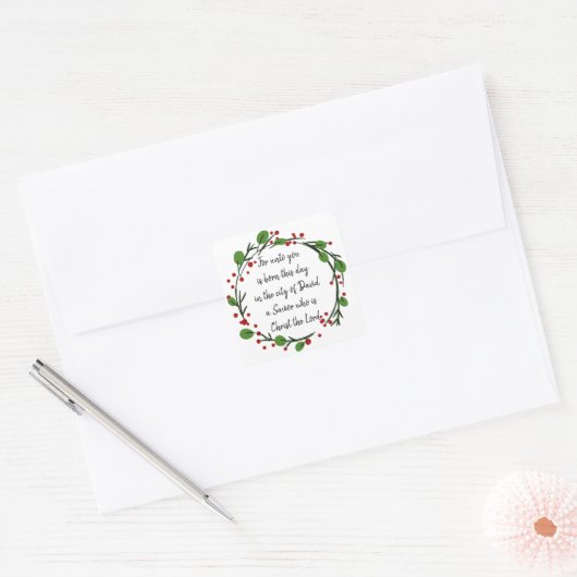 Christelijke kerstscripts vierkante sticker (Envelop)