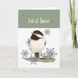 Christelijke Kerstsneeuw Schattigee Chickadee Bird Feestdagen Kaart