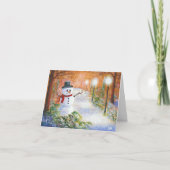 Christelijke kerstsnowman art Creationarts Feestdagen Kaart (Voorkant)