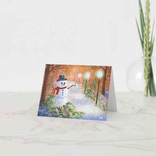 Christelijke kerstsnowman art Creationarts Feestdagen Kaart (Voorkant)