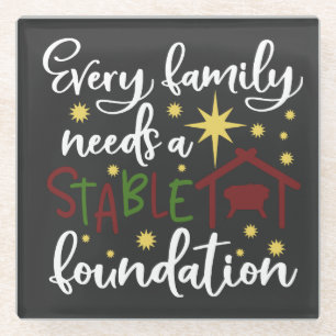 Christelijke kerststable Foundation Glazen Onderzetter