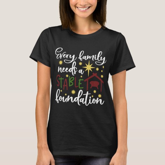Christelijke kerststable Foundation T-shirt (Voorkant)