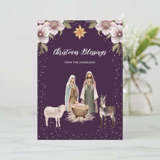 Christelijke kerststal Baby Jesus Christmas Kaart (Staand voorkant)