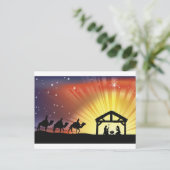 Christelijke kerststal feestdagenkaart (Staand voorkant)