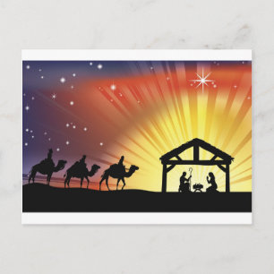 Christelijke kerststal feestdagenkaart