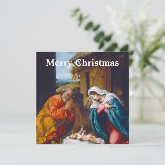 Christelijke kerststal feestdagenkaart (Staand voorkant)