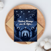 Christelijke kerststal feestdagenkaart