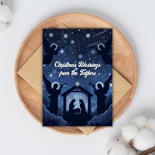 Christelijke kerststal feestdagenkaart